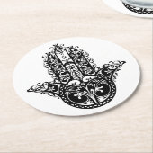 Dessous-de-verre Rond En Papier Conception décorative de Hamsa (Incliné)
