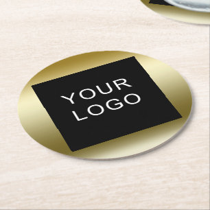 Dessous-de-verre Rond En Papier Conception du logo de Faux Gold Business
