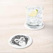 Dessous-de-verre Rond En Papier Conception inspirée de singe (En situation)