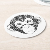 Dessous-de-verre Rond En Papier Conception inspirée de singe (Incliné)