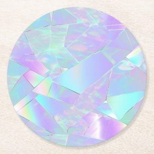 Dessous-de-verre Rond En Papier Conception iridescente sarcelle et violet