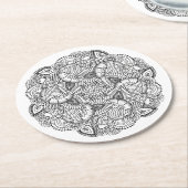 Dessous-de-verre Rond En Papier Conception ronde de griffonnage (Incliné)