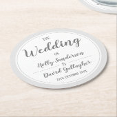 Dessous-de-verre Rond En Papier Conception simple argent gris et blanc (Incliné)