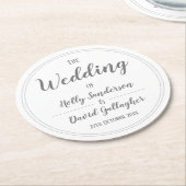 Dessous-de-verre Rond En Papier Conception simple gris argenté et blanc (Incliné)