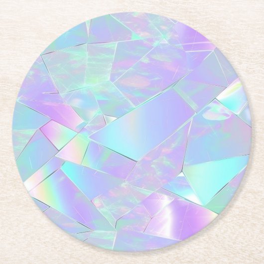 Dessous-de-verre Rond En Papier Conception turquoise et violette Iridescente (Devant)