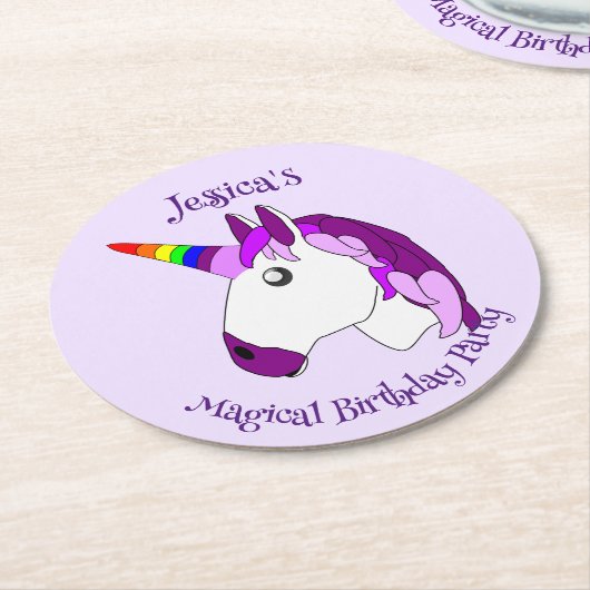 Dessous-de-verre Rond En Papier Conception Unicorn personnalisée (Incliné)