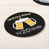 Dessous-de-verre Rond En Papier Concours et bières à 20 ans (Incliné)