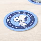 Dessous-de-verre Rond En Papier Confort et sécurité | Snoopy & Woodstock Hug (Incliné)