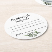 Dessous-de-verre Rond En Papier Conseil Mariage blanc (Incliné)