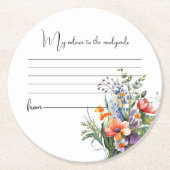 Dessous-de-verre Rond En Papier Conseil Mariage fleur sauvage (Devant)