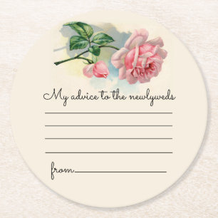 Dessous-de-verre Rond En Papier Conseil Mariage rose vintage