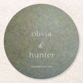 Dessous-de-verre Rond En Papier Contemporain Golden Sage Faux Suede Paint Mariage (Devant)