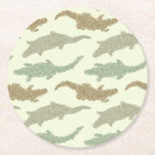 Dessous-de-verre Rond En Papier Cool Camo Alligators - motif sans soudure.