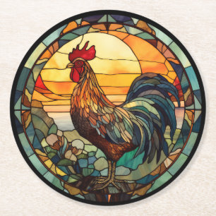 Dessous-de-verre Rond En Papier Coq en verre