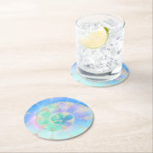 Dessous-de-verre Rond En Papier Coquille aquarelle (En situation)