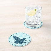 Dessous-de-verre Rond En Papier Corbeau bleu dansant (En situation)
