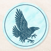Dessous-de-verre Rond En Papier Corbeau bleu dansant (Devant)