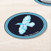 Dessous-de-verre Rond En Papier Corbeau bleu sur étoiles (Incliné)