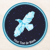 Dessous-de-verre Rond En Papier Corbeau bleu sur étoiles (Devant)