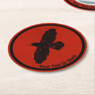 Dessous-de-verre Rond En Papier Corbeau rouge