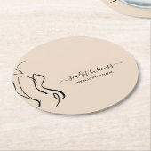 Dessous-de-verre Rond En Papier Corps beige sculpté contour esthétique (Incliné)