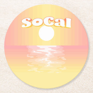Dessous-de-verre Rond En Papier Coucher de soleil SoCal