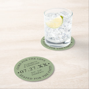 Dessous-de-verre Rond En Papier Couleurs de mariage personnalisées modernes Date d