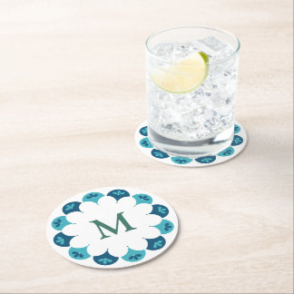 Dessous-de-verre Rond En Papier Couleurs florale de saint Jacques Monogramme