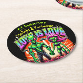 Dessous-de-verre Rond En Papier Couple Alien dans l'amour cosmique (Incliné)