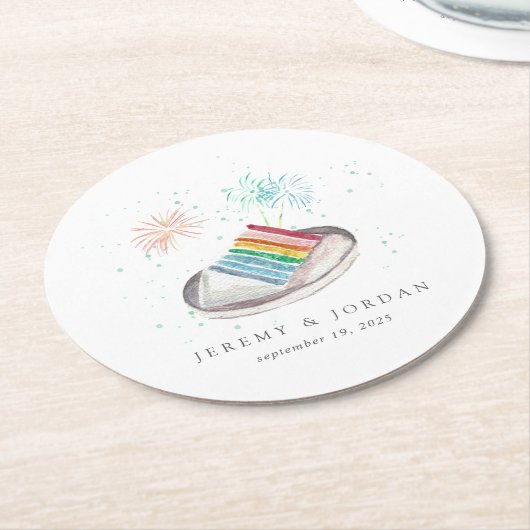 Dessous-de-verre Rond En Papier Couple d'amour personnalisé (Incliné)