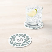 Dessous-de-verre Rond En Papier Couronne d'eucalyptus en argent (En situation)