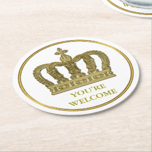 Dessous-de-verre Rond En Papier Couronne royale d'or II + votre backgr. et idées