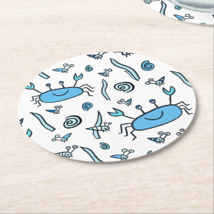 Dessous-de-verre Rond En Papier Crabe bleu mûre Motif animal marin Enfants