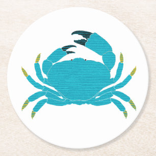 Dessous-de-verre Rond En Papier Crabe coloré en milieu aquatique