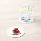 Dessous-de-verre Rond En Papier Cranberry Cinnamon Whiskey Sour Cocktail (En situation)