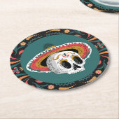 Dessous-de-verre Rond En Papier Crâne à sucre (Incliné)