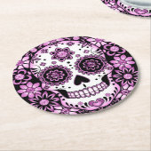 Dessous-de-verre Rond En Papier Crâne de sucre pourpre (Incliné)