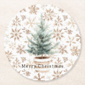 Dessous-de-verre Rond En Papier Cream White Snowflakes Christmas Tree (Devant)
