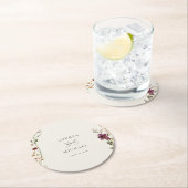 Dessous-de-verre Rond En Papier Crème d'ivoire Fleur sauvage rustique Mariage roma (En situation)