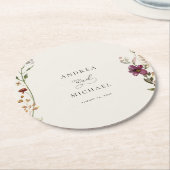 Dessous-de-verre Rond En Papier Crème d'ivoire Fleur sauvage rustique Mariage roma (Incliné)