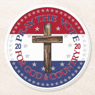 Dessous-de-verre Rond En Papier Croix 2020 Priez pour le vote pour Dieu et la patr