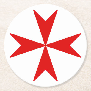 Dessous-de-verre Rond En Papier Croix de Malte (rouge)