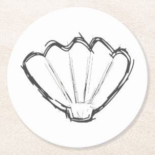 Dessous-de-verre Rond En Papier Croquis de coquillage