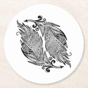 Dessous-de-verre Rond En Papier Croquis inspiré des plumes