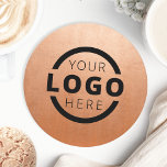 Dessous-de-verre Rond En Papier Cuivre de marque du logo promotionnel personnalisé<br><div class="desc">Personnalisez facilement ce dessous de verre avec votre propre logo ou image personnalisée. Vous pouvez modifier la couleur de l'arrière - plan pour qu'elle corresponde à votre logo ou aux couleurs de votre entreprise. Les dessous de verre promotionnels customisés avec votre logo d'entreprise sont parfaits pour les dîners d'entreprise ou...</div>