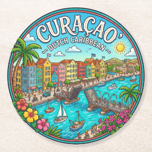 Dessous-de-verre Rond En Papier Curaçao Dutch Caribbean