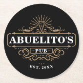 Dessous-de-verre Rond En Papier Custom Abuelito's Pub Home Bar Année de création (Devant)