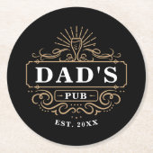Dessous-de-verre Rond En Papier Custom Dad's Pub Année de création (Devant)