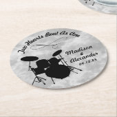 Dessous-de-verre Rond En Papier Custom Name Rock & Roll Drummer Wedding Drum Kit (Incliné)