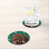 Dessous-de-verre Rond En Papier Customizable Christmas Paper Coaster – Personalize (En situation)
